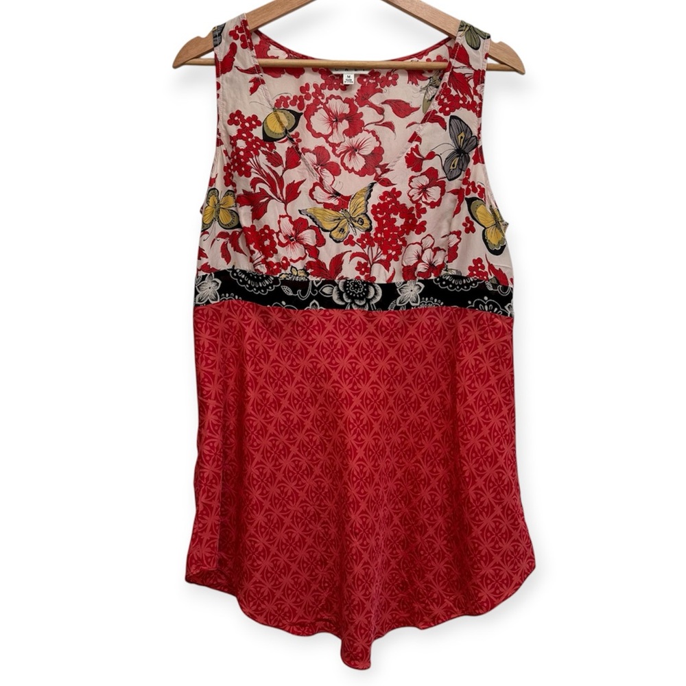 Cabi Y2K Babydoll 100%‎ Silk Floral Butterfly Tunic Blouse Top 948